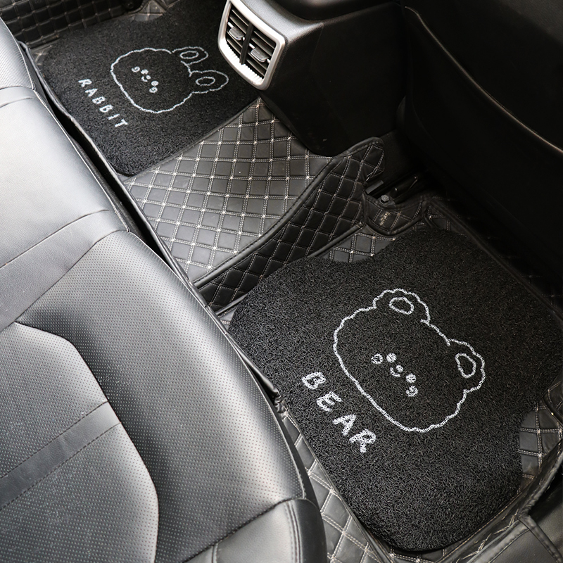 Car silk ring foot pad cute car carpet anti-dirty protection pad single-piece cartoon anti-slip floor mat car foot pad