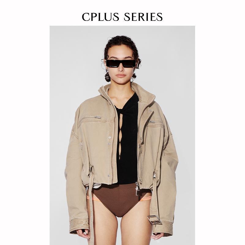 [Same Style as Zhong Chuxi] Cplus Series Washed and Distressed Short Stand-Collar Work Jacket with a Tapered Hem