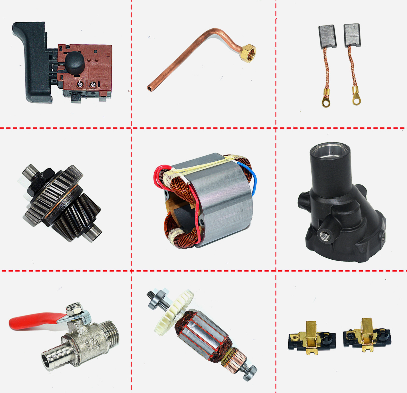 Jindu drilling machine 9120 accessories carbon brush speed control switch handle rotor stator nozzle shoulder mount full range of accessories