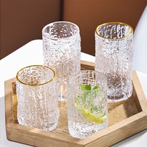 ins new bark textured cup creative thickened glass cup profiled mug Nordic restaurant juice coffee cup water cup