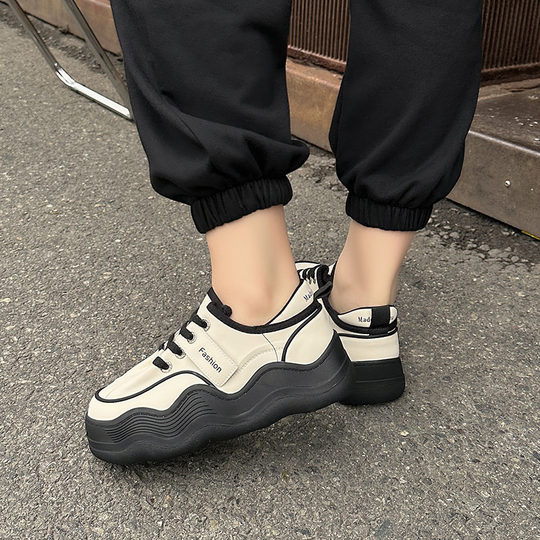 Trendy Thick-Soled White Sneakers for Women, 2025 Hot-Selling Versatile Casual Shoes, Korean Style Thick-Soled Sneakers, Versatile Dad Shoes