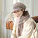 Trendy brand furry scarf hat set for women winter new versatile warm woolen plus velvet knitted hat for middle-aged and elderly people