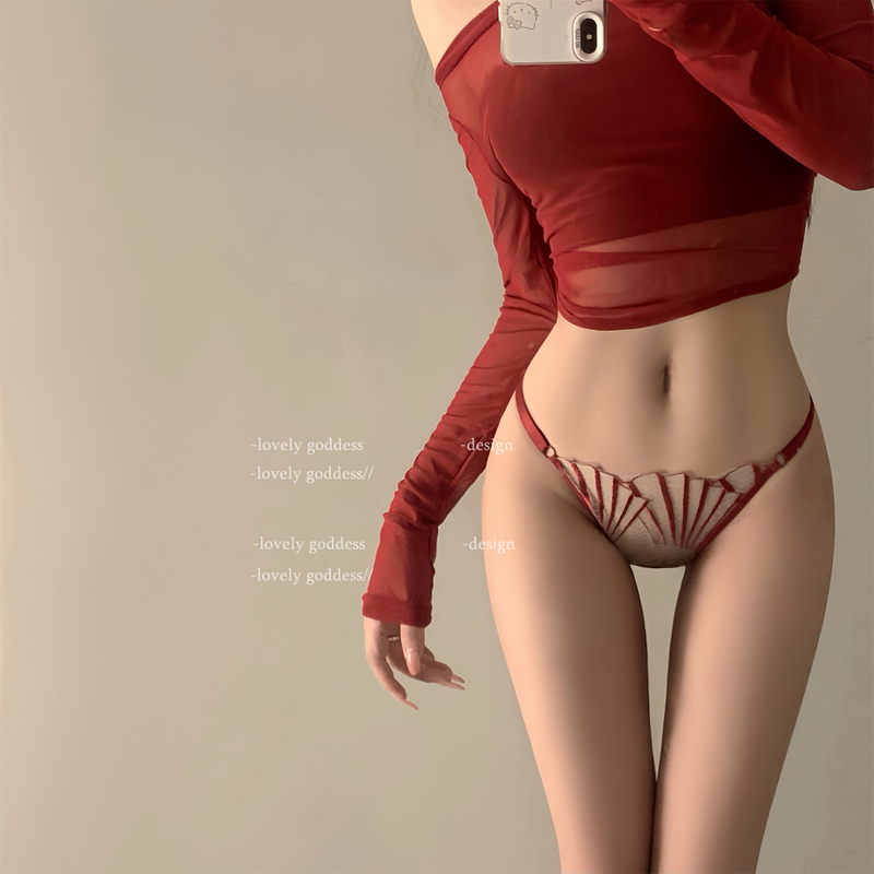 「Lg」Dream Fan Shadow* Royal Sister Lace Sexy Panties Women's Mesh Embroidery Thin Strap Pure Desire Low Waist Thong