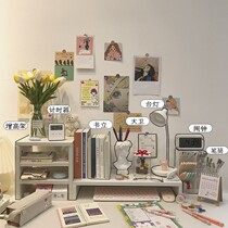 Computer heightened desktop three-layer storage box with drawer type large capacity stationery white shelf bookshelf ins wind