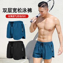 Swimming trunks men's size 200kg 230 double loose plus fat to increase quick-drying shorts to prevent embarrassment fat flat angle