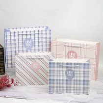 Plaid gift bag Senior small crowdsourced Valentines Day Birthday Gift Bag Delicate hand paper bag capacity Large number of packaging
