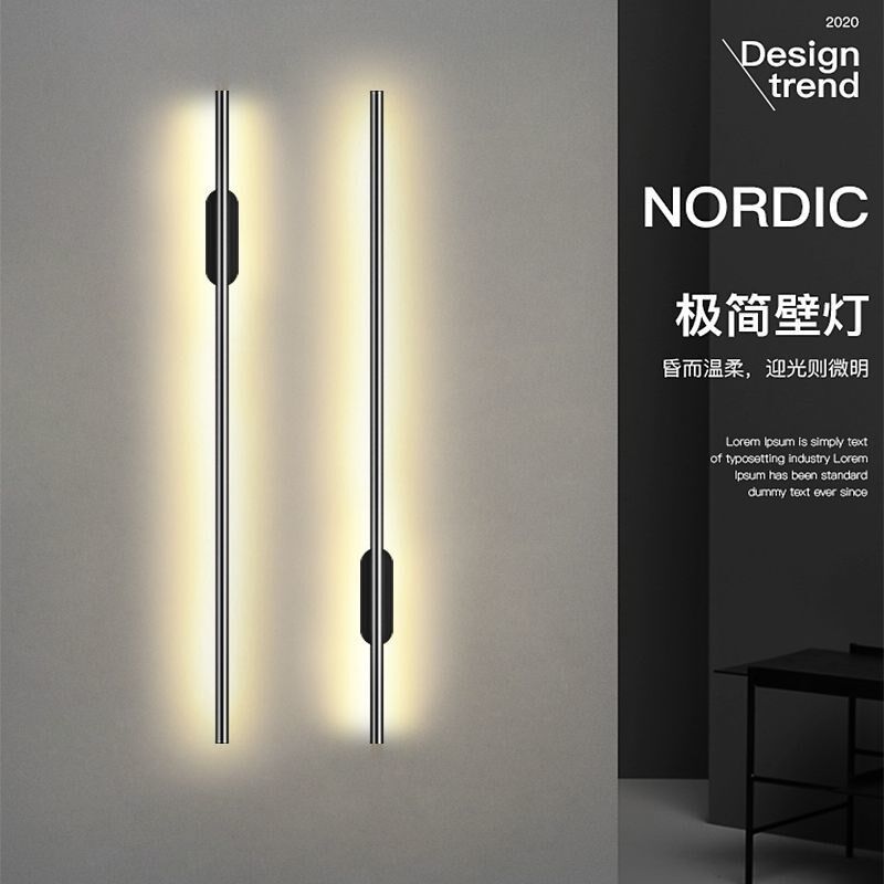 Bed head lamp wall lamp pair of modern minimalist light extravagant grid light minimalist living-room TV background wall wall lamp bedroom bed