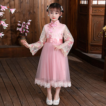 Girls skirt 22 years spring and summer new foreign style princess skirt girl baby dress cheongsam skirt Chinese style Hanfu girl