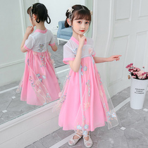 Girls summer new style princess dress short-sleeved thin dress floral skirt 2021 summer childrens clothing girls
