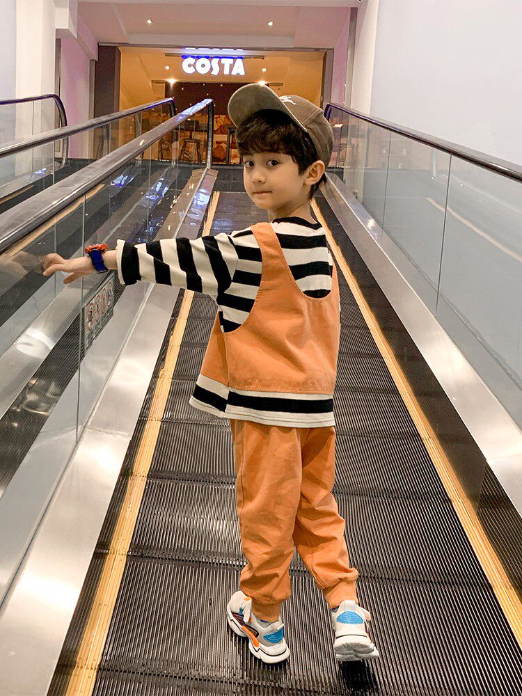 Korean boy's autumn suit 2022 new suit children's spring and autumn handsome boy striped sweater children's clothing trend - Taobao