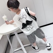 Korean vest suit boys summer clothes 2022 summer new middle and big boys thin section net red childrens handsome shorts sleeveless