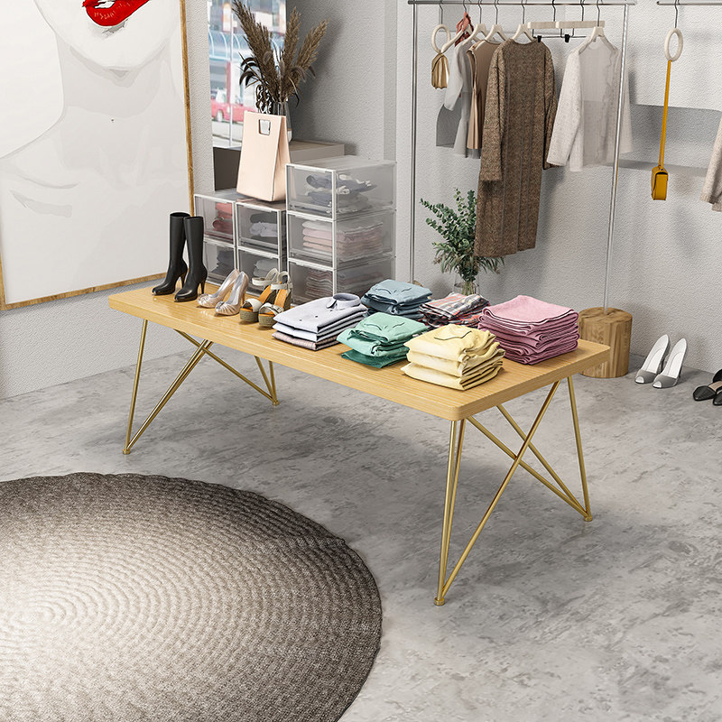 Nordic Clothing Store Table Middle Placed Middle Island Display Table Solid Wood Display Table Rectangular Running Water Table Show Shelf