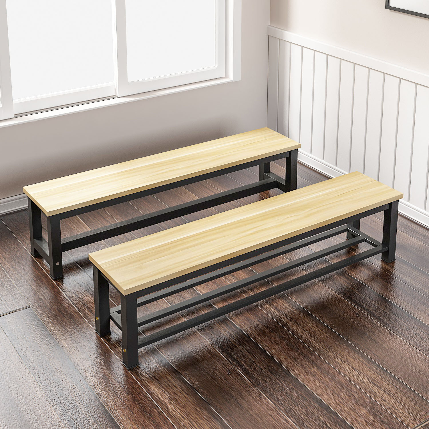 Strip Stool Steel Wood Benches Home Change of shoes stool table Long bench Bench Fitness Room Rest Stool Bathroom dressing room stool