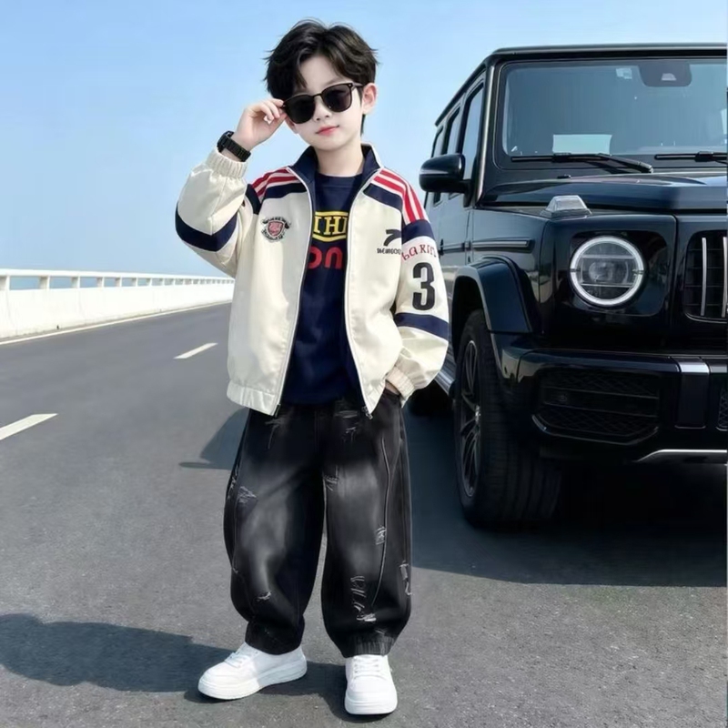 Boys' Spring and Autumn Reversible Jacket 2026 New Autumn Student Jacket for Older Children Boys Spring Jacket Trendy Top