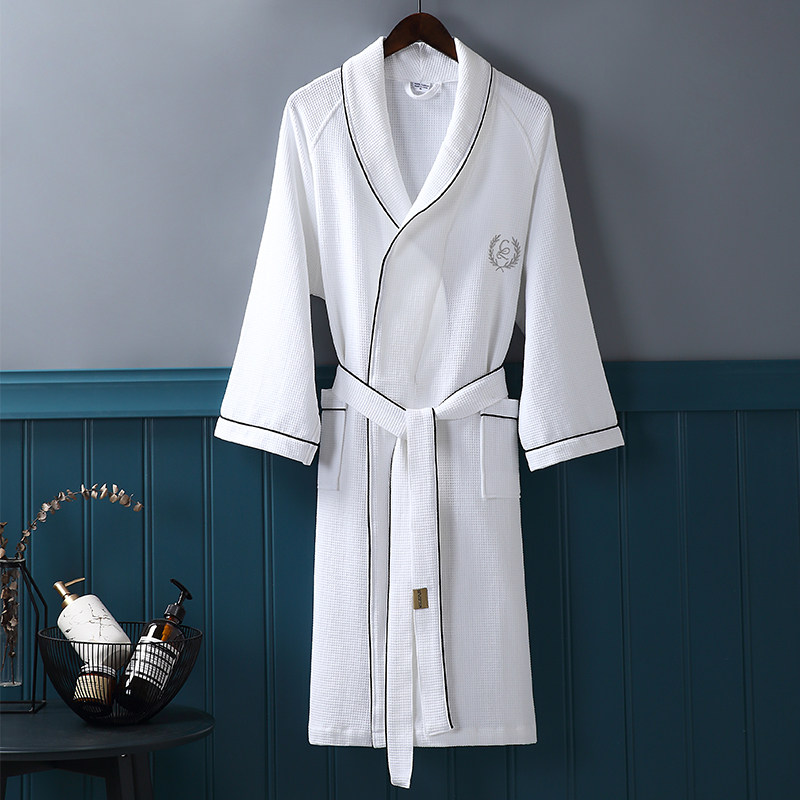 Japanese dressing gown female autumn thin 2022 new cotton water absorption hotel bathrobe couple model one pair of bathrobes