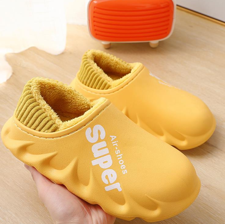 Japanese waterproof cotton slippers outer wear bags and autumn and winter warm thick soles non-slippers household cotton shoes