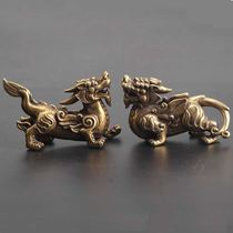 Pure copper tea favor unicorn brave ornaments God money brave buckle tray furnishings feng shui ornaments car indoor decoration