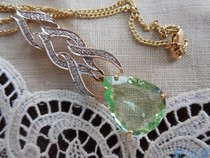 Chic 05 Western antique old pendants-9K gold inlaid with pure green beech and diamond belt chain