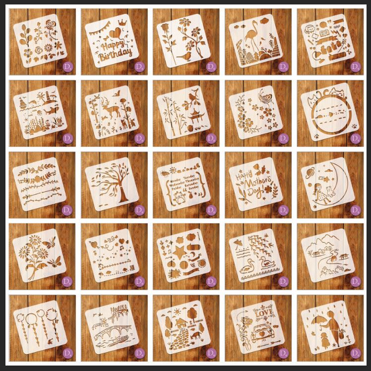 Children's hollow painting template painting tool DIY album lace ruler hand account primary school students hand copy newspaper painting artifact