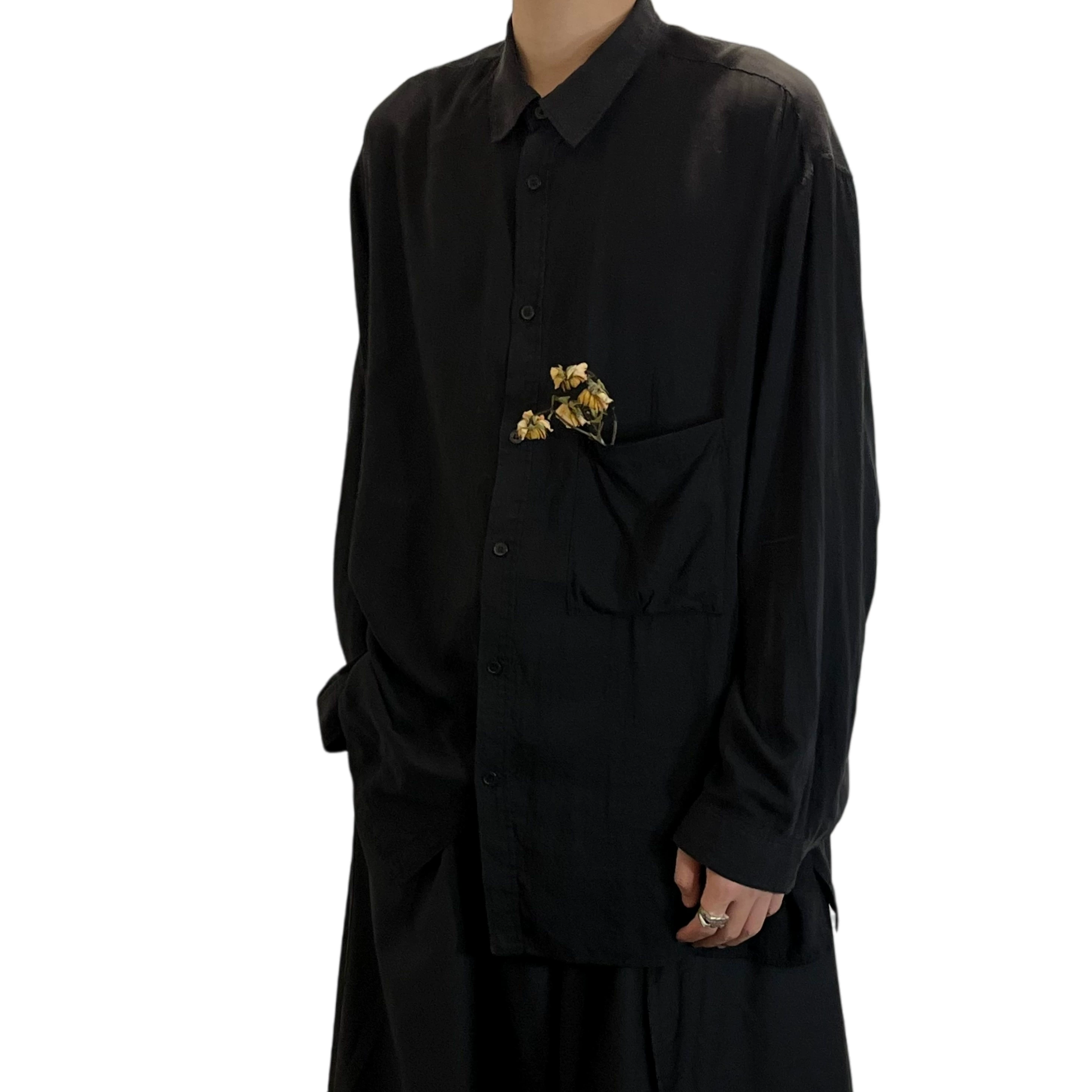 Автономный YOHJI Yamamoto темный черный Wind Main Line Soft Foundation Pure Black Bottom Fang Shirt