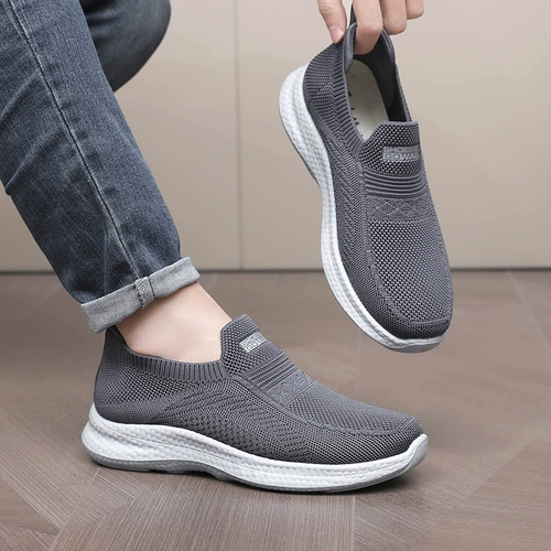 Нескользящие слипоны, дышащая спортивная обувь для отдыха для ходьбы, для среднего возраста, мягкая подошва