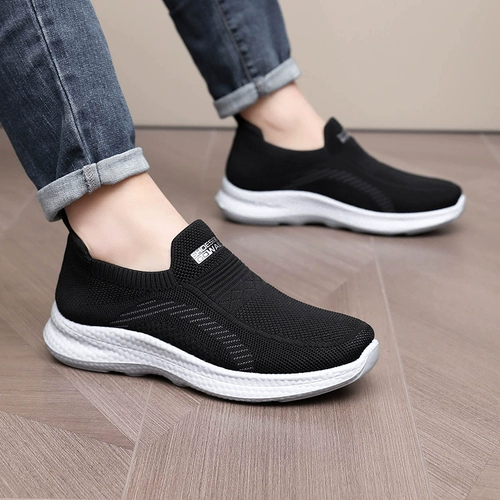 Нескользящие слипоны, дышащая спортивная обувь для отдыха для ходьбы, для среднего возраста, мягкая подошва