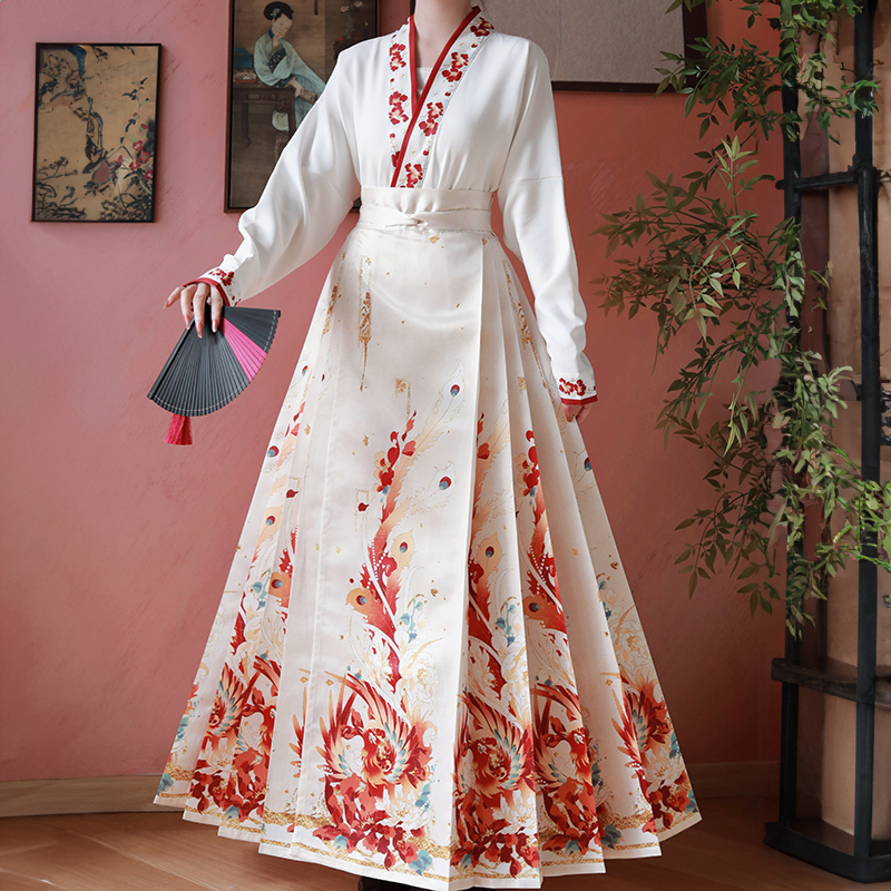 Moshengge Original Hanfu Fenglaiyi Mamian Skirt Set Women's Autumn and Winter National Style Red New Year Hanfu Toasting Dress Moshengge Original Hanfu Fenglaiyi Mamian Skirt Set Women's Autumn and Winter National Style Red New Year Hanfu Toasting Dress