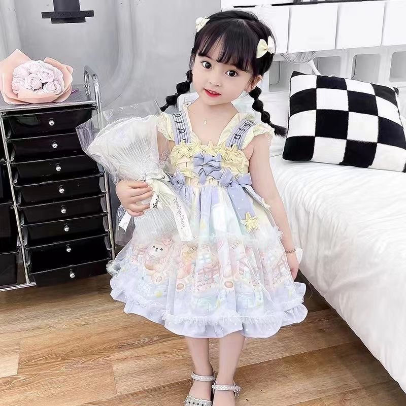 Original girl's stars Lorita princess nepotism lolita dress Korean version of summer style children's baby birthday gown-Taobao