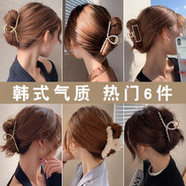 Temperament back of the head hairpin hairpin red elegant hair catch shark metal Korean mesh clip headgear clip clip female hair