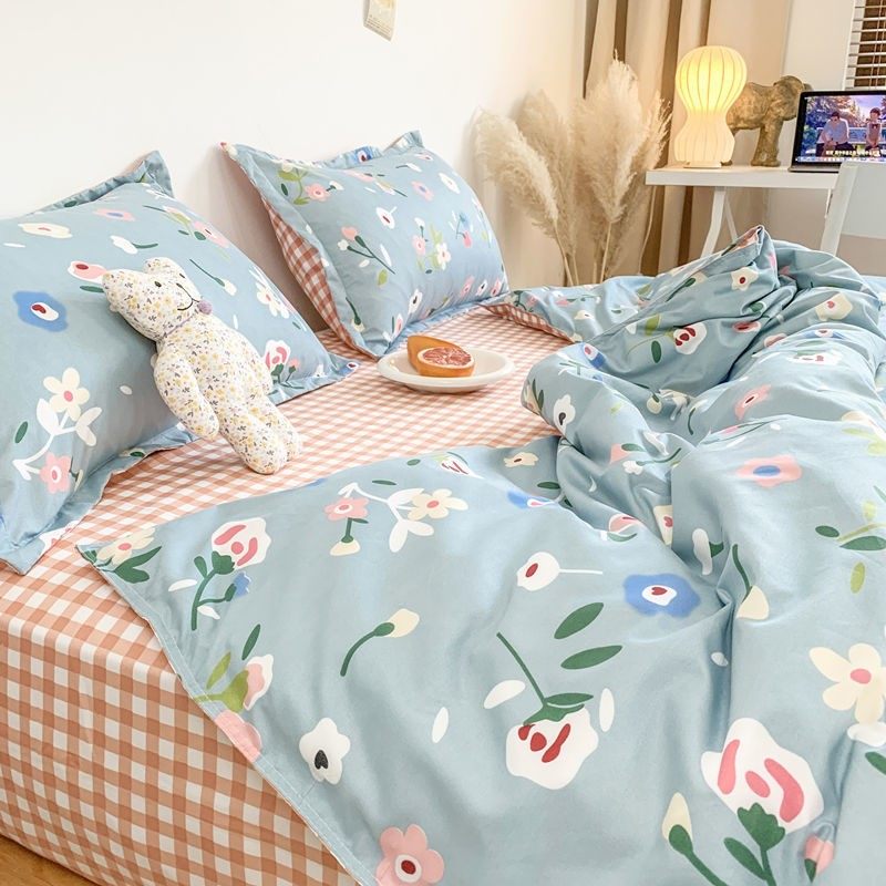 Bed sheet bedding bedding 4 pieces of summer boys' beds quilts covered by single-student dormitories Single-three-three-style
