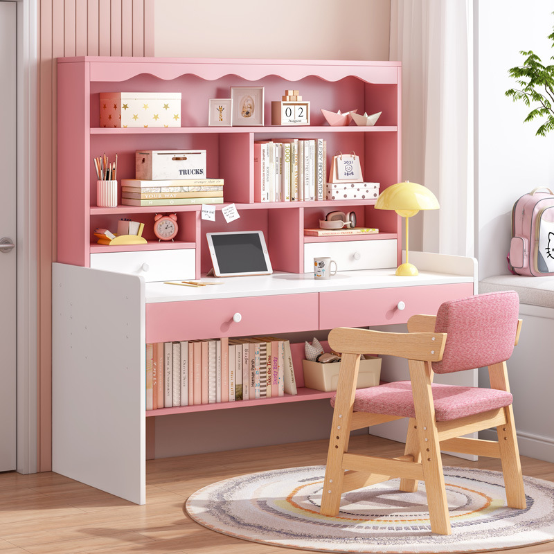 Children's desk writing desk student household desk and chair bookcase in one set girl bedroom school student learning table