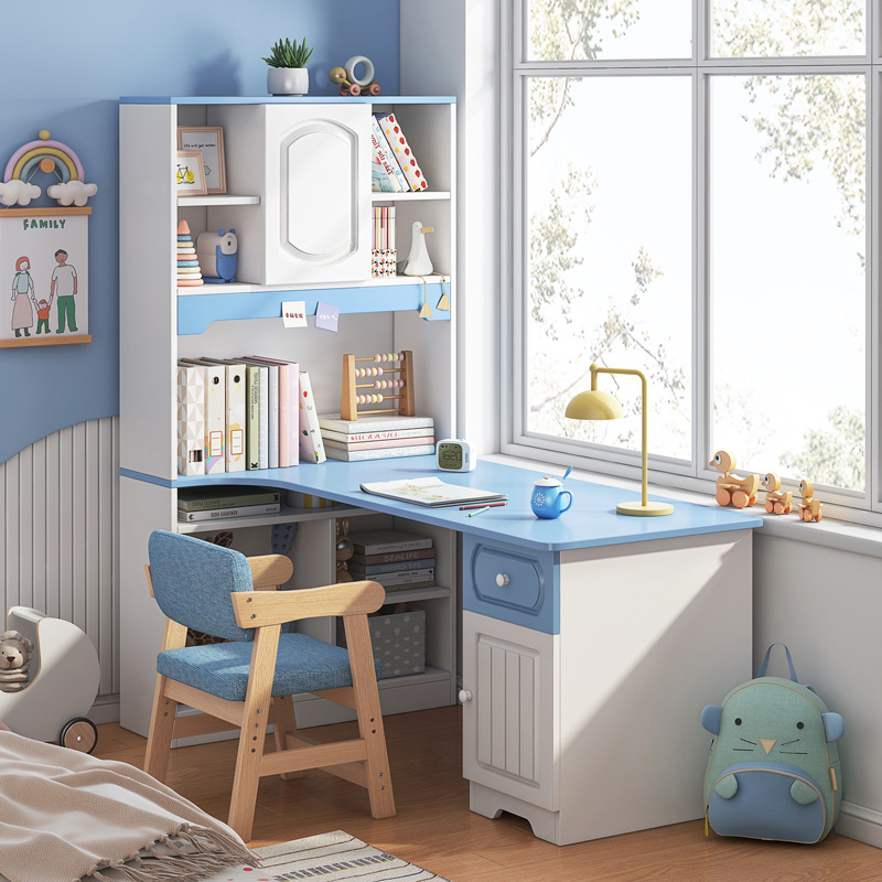 Children Learning Desk Bedroom Computer Desk Home Brief Boy Desk Bookcase Corner Bookcase Corner Bookshelf Composition Table