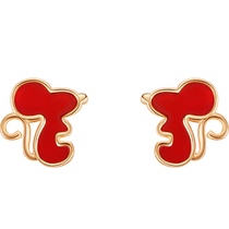 Fanci Fan Qi Jewelry Lucky Rat 18K Gold Earrings for Girls whose Zodiac Sign is Rat Red Agate Earrings Light Luxury Gift to Your Girlfriend