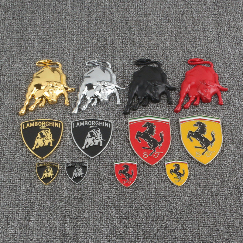 Подходит для боковой этикетки Ferrari, автомобильной этикетки Lamborghini, персонализированной модификации, 3D-металлической маркировки автомобиля Lamborghini cow