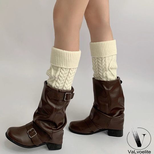 VALVOELITE美拉德瑜伽袜套女秋冬保暖针织堆堆袜中筒袜加厚小腿套
