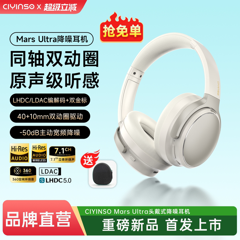 Ceramic Sound Future Mars Ultra Active Noise Cancelling Headphones Bluetooth Wireless Gaming Headset with Microphone 2026 New Model
