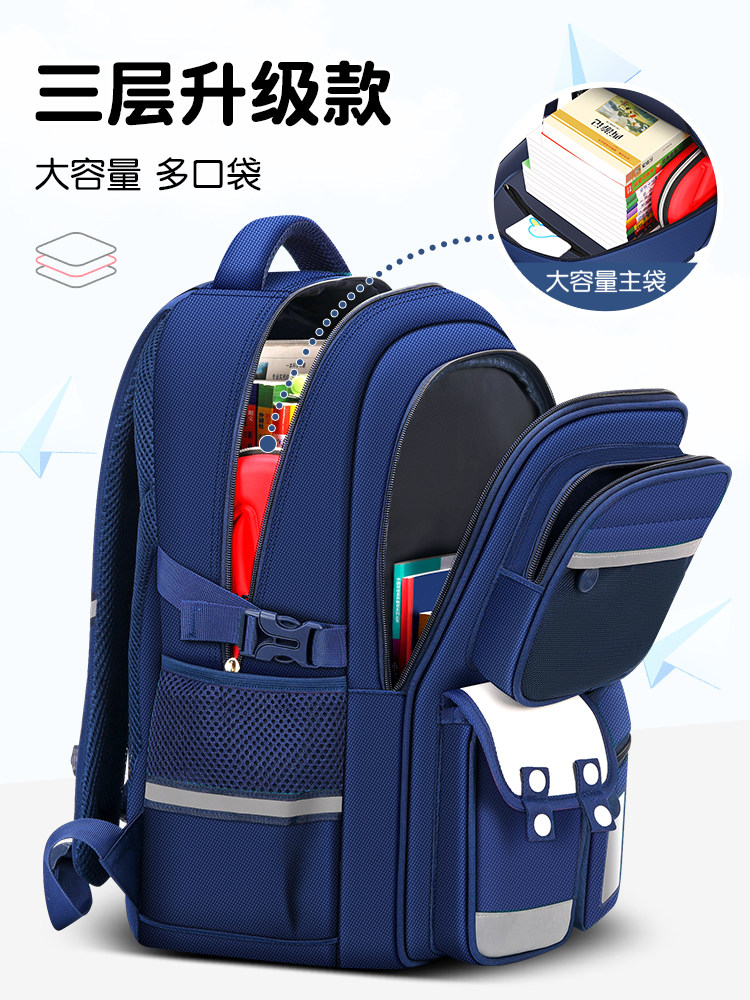 Nezha Schoolbag Primary School Boy First and Second Grade Third to Sixth Grade Boys Kidsren's Spine Protection and Burden Reduction 2025 New Model