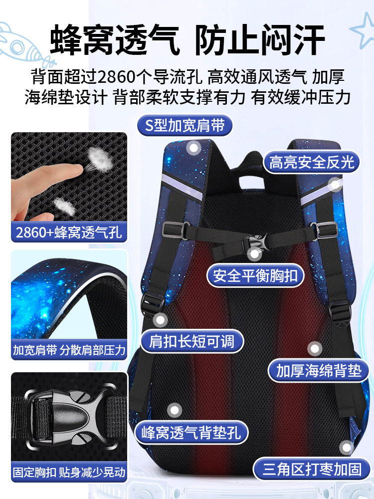 Schoolbags for Primary School Boys 2025 New Ultra-Light Boys' Burden-Reducing Spine-Protecting Kidsren's Schoolbags for Grades One to Three to Six