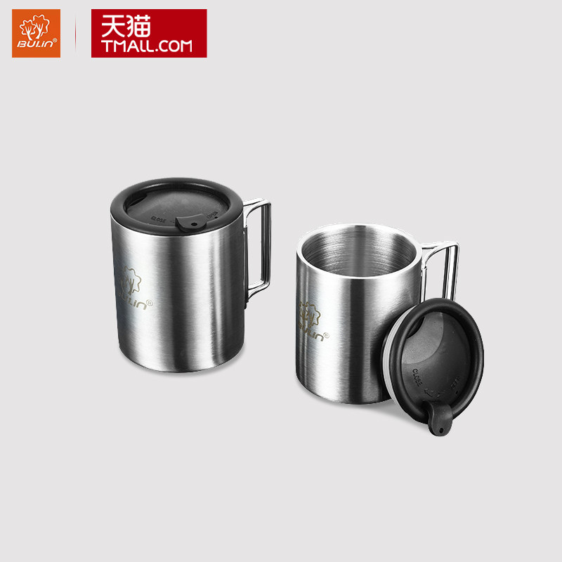 Bulin D3 outdoor camping cup double-layer stainless steel anti-scalding folding leak-proof thermal insulation portable travel water cup 300ml