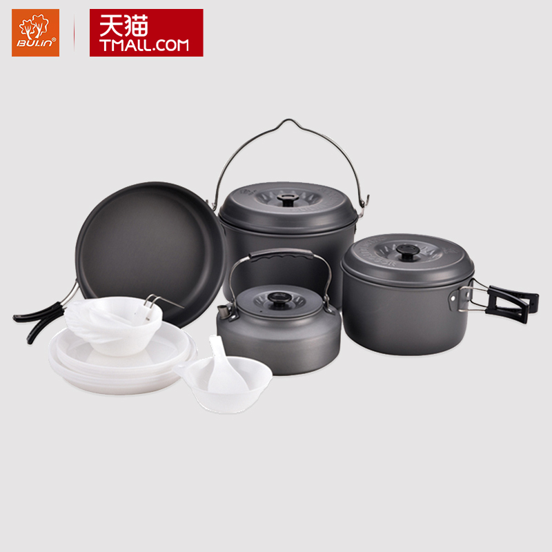 Bulin outdoor picnic supplies pot field cookware set c16 self-driving tour 7-8 people portable camping pot set pot