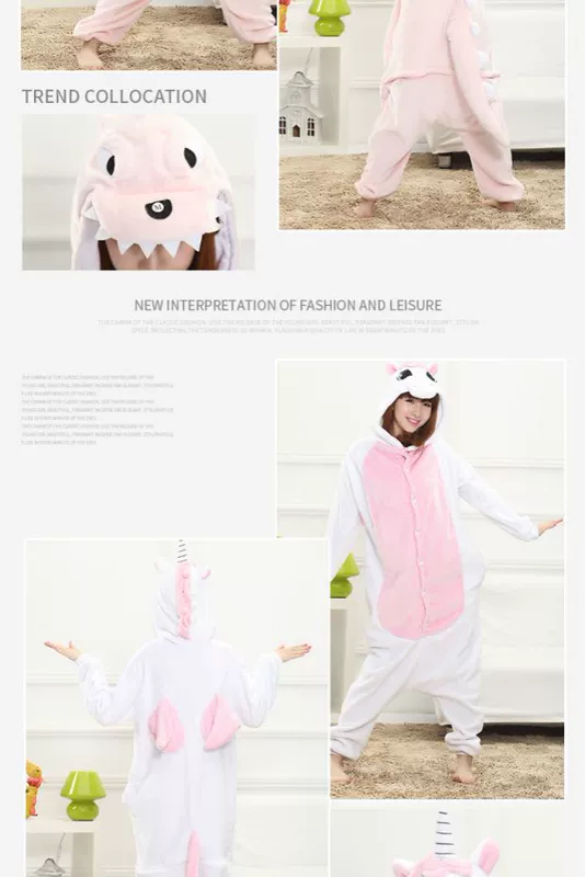 Mùa thu và mùa đông dày flannel phim hoạt hình động vật đồ ngủ một mảnh nam và nữ dễ thương cặp vợ chồng san hô