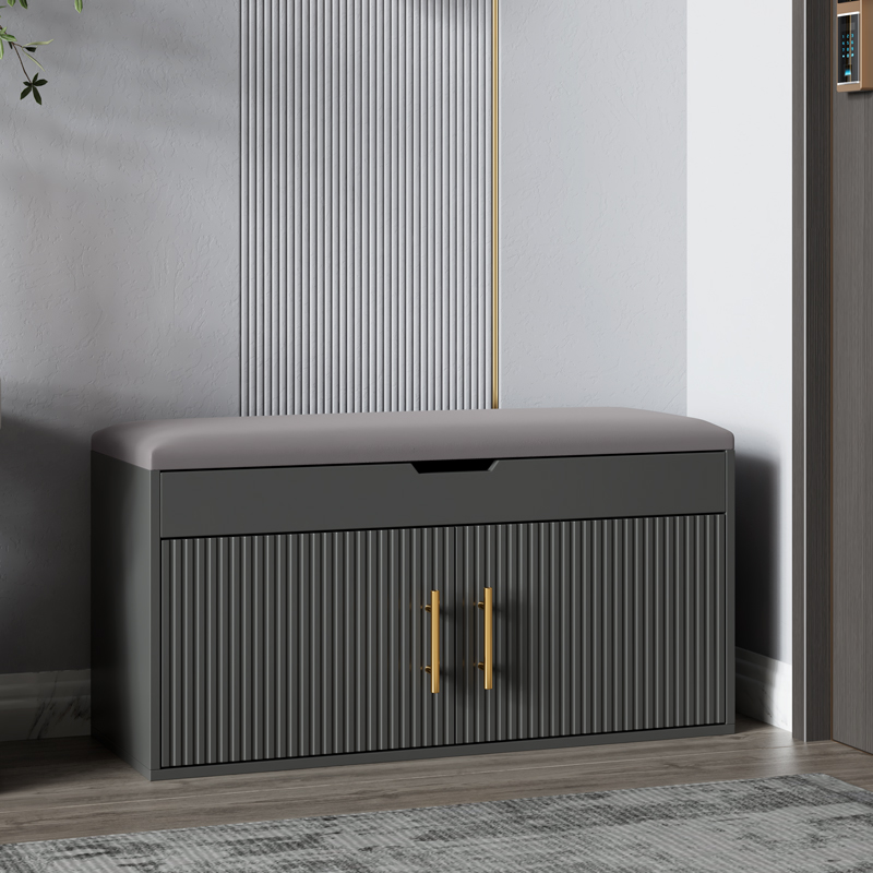 Entrance to the door with a swapped shoe stool for home light lavish wearing a shoe stool minimalist modern entrance with storage functional soft bag sitting stool-Taobao