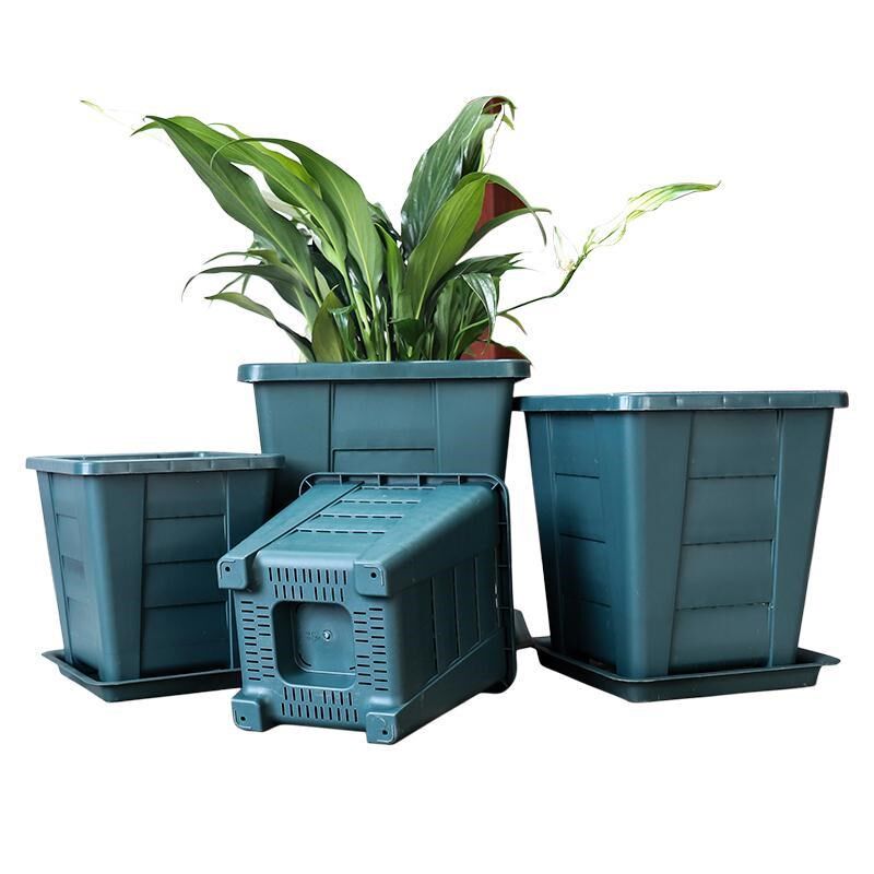 Square thickened plastic resin upgrade breathable green mountain pot square mouth control root flower pot not rotten root rose flower planting pot