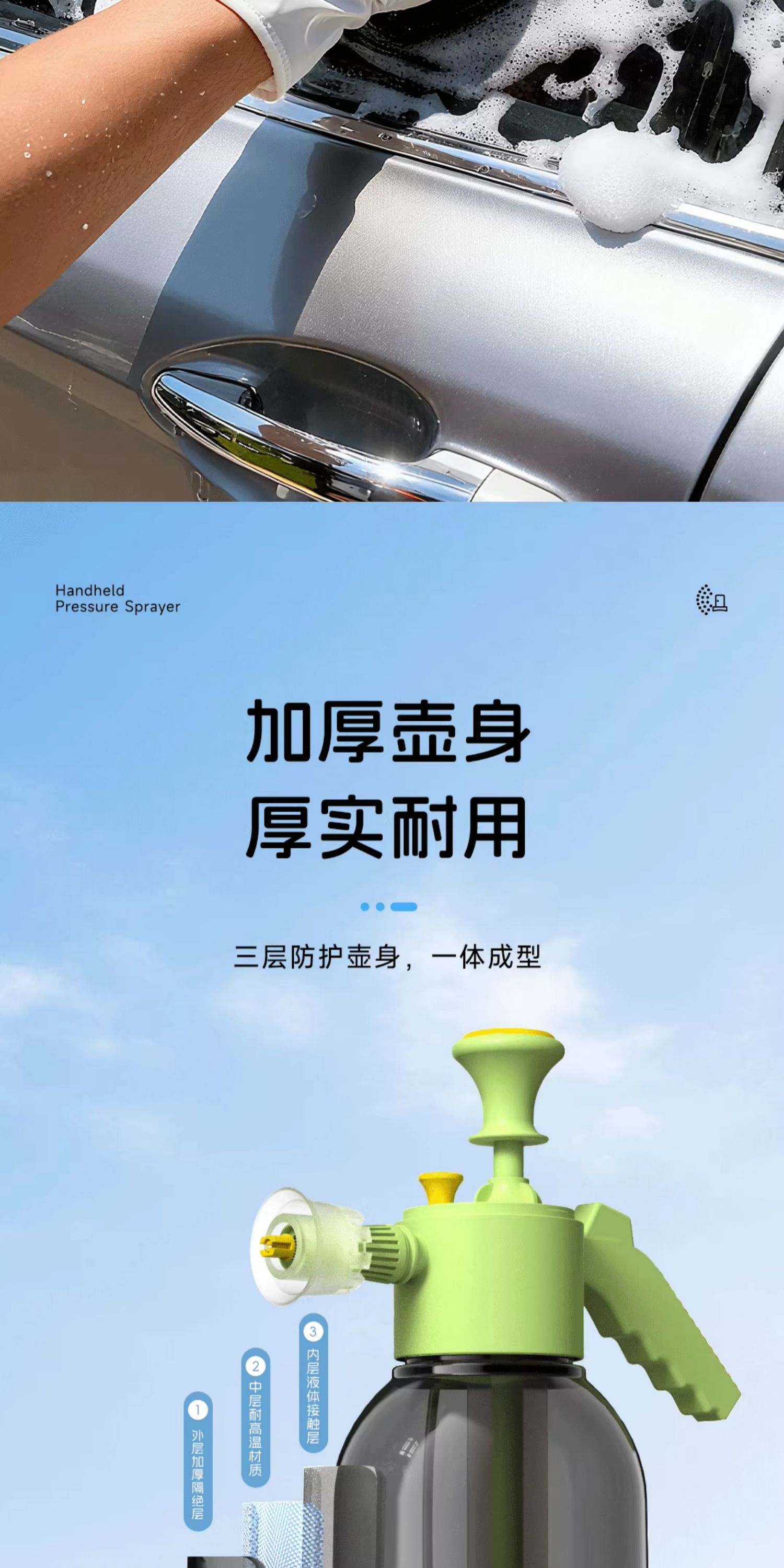 Powerful High-Pressure Car Wash Foam Sprayer, Pneumatic Household Garden Cleaning Spray Bottle for Car Washing