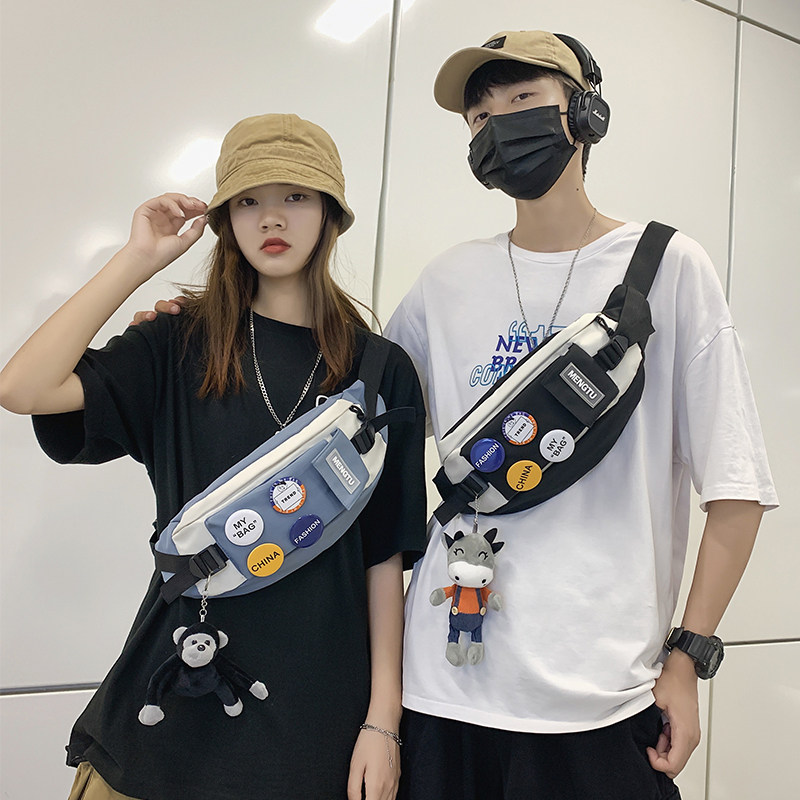 Lightweight tide brand messenger bag men's summer one-shoulder ins all-match small backpack large-capacity sports waist bag female student chest bag