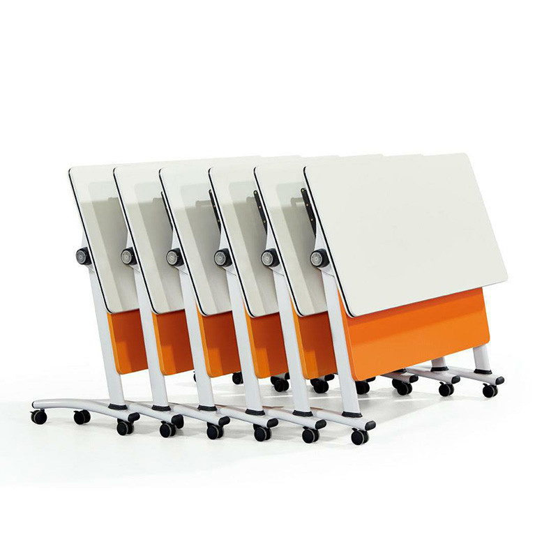 Training tables and chairs combined double student desks foldable moving splicing fan table with wheel-turned tables