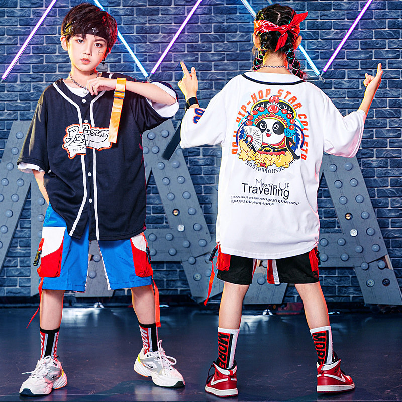Boy Street Dance Costume Hip Hop Hiphop Children Street Dance Suit BBOY Early Childhood Street Dance Out of the Baseball Jersey Woman