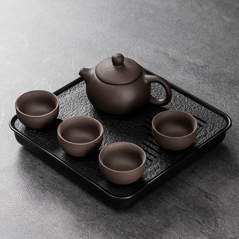 宜興粘土製の急須と功夫茶器のフルセット。家庭、寮、ホテルでの使用に適した小型サイズで、急須、茶盆、茶碗、オフィス用茶器が含まれています。