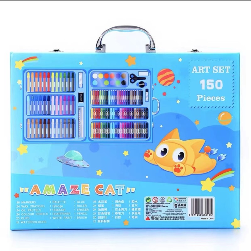 Children's kindergarten water painting pen watercolor pen painting brush color pen crayon oil painting stick color pencil water 150-piece set