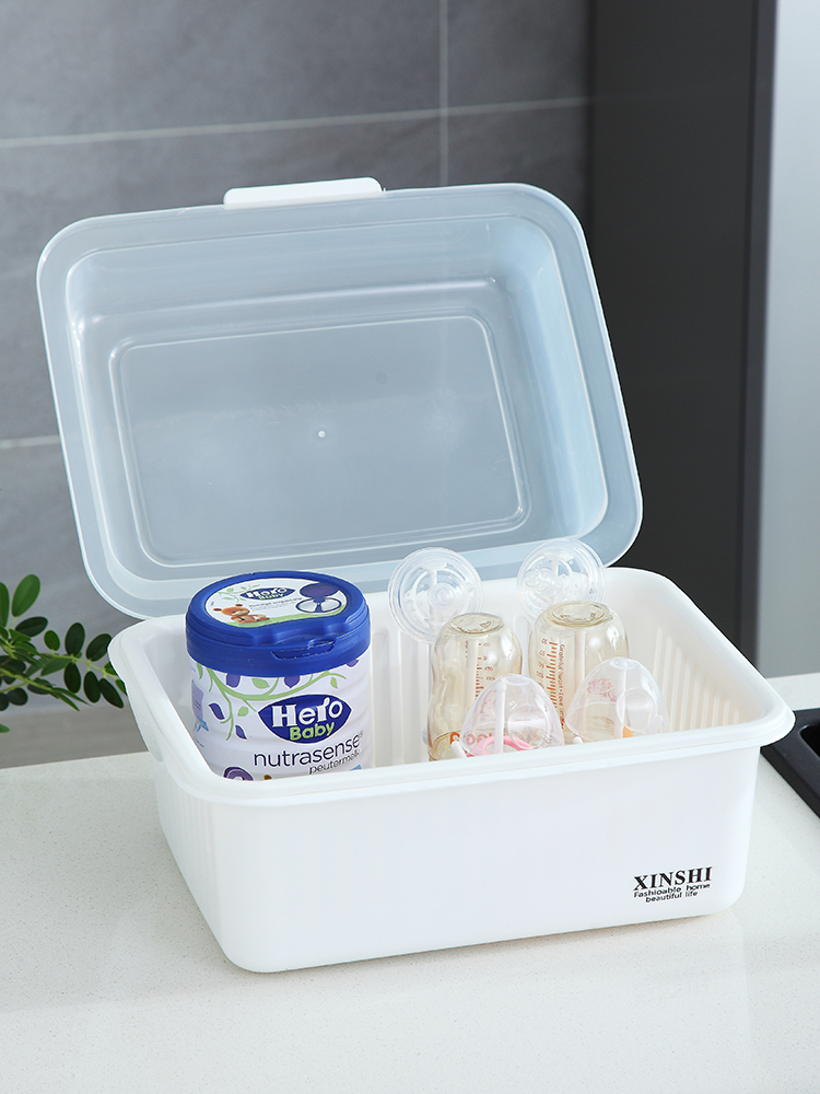 Baby bottle container box children's tableware box supplies dust cover drying frame baby bottle frame storage box